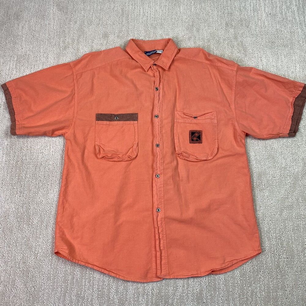 Gitano button down shirt Mens XL Orange Salmon Long Sleeve